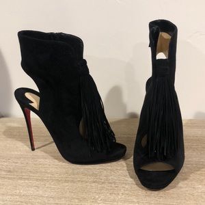 Black suede Louboutin heel boots